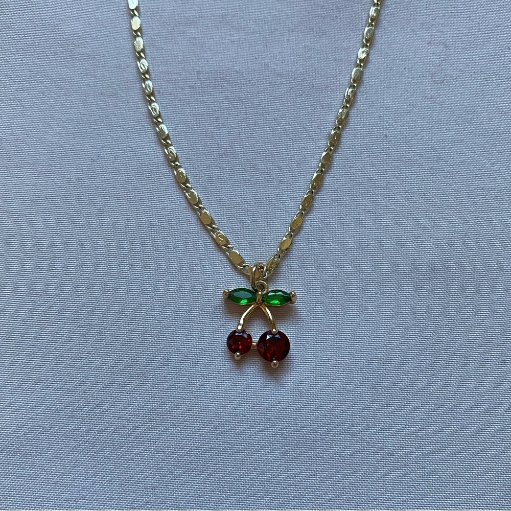 Gold cherry necklace